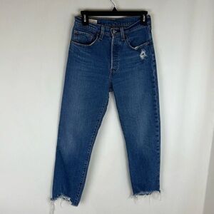 Levi's 501 High Rise Distressed Crop Jeans - 26